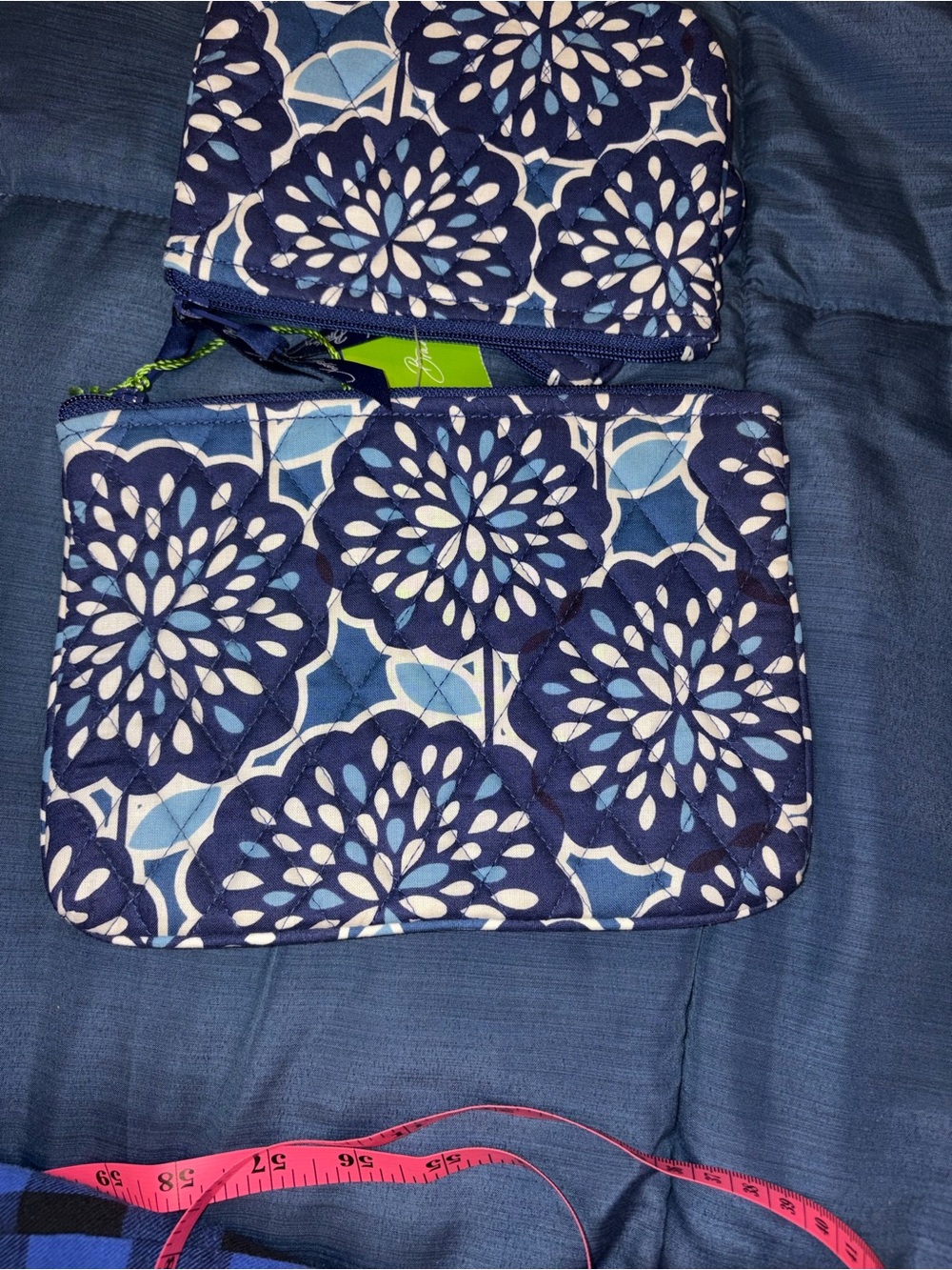 NWT Vera Bradley Cosmetic Trio Petal Splash Blue Floral 3-Piece Pouch Set - Picture 7 of 11